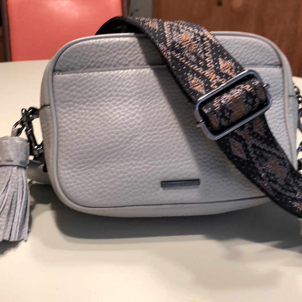 New Rebecca Minkoff Bryn grey leather camera bag with guitar strap!